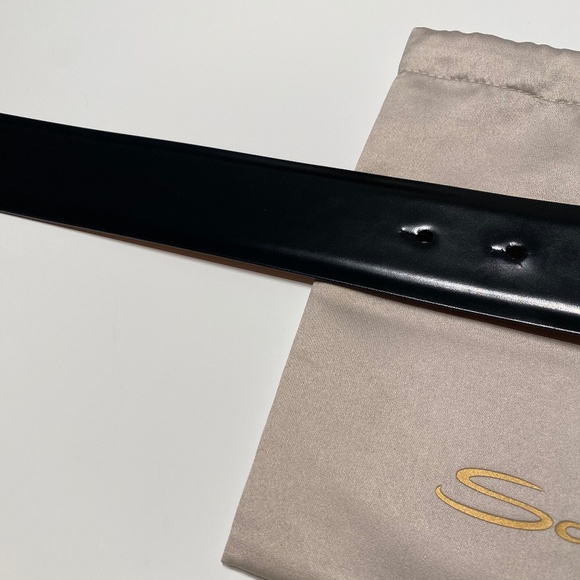 Men's Santoni Leather Logo Belt - Made in Italy - Picture 3 of 11